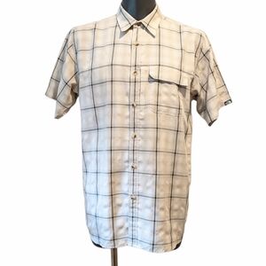 THE North Face beige plaid button front shirt L